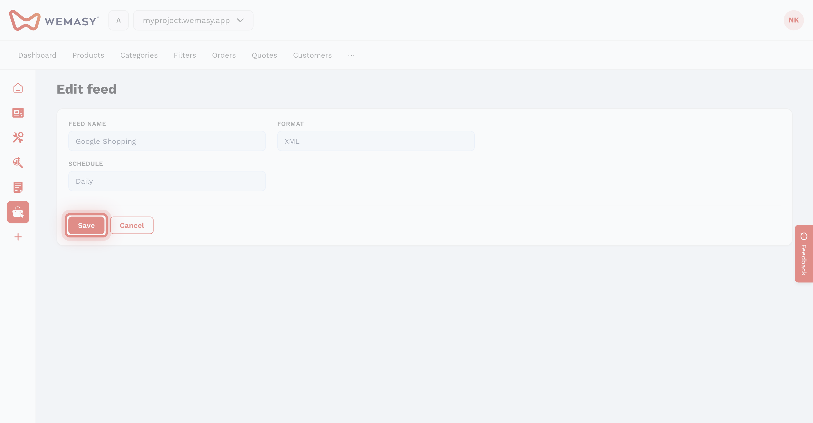 Webshop: opret et feed