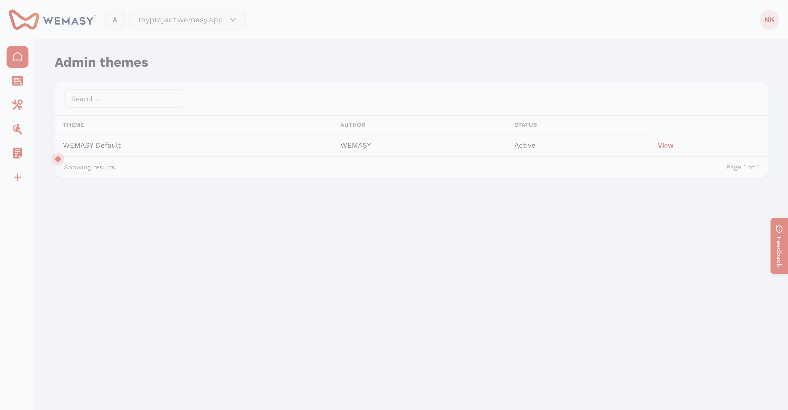 Hjemmesidebygger: installer et tema