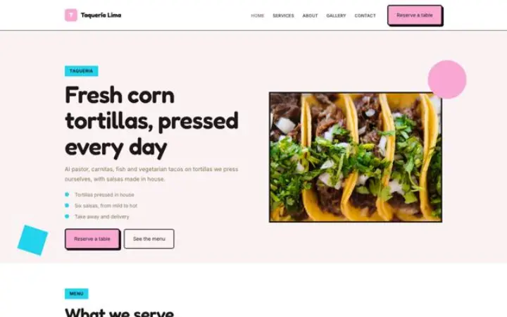 Hjemmeside til taqueria