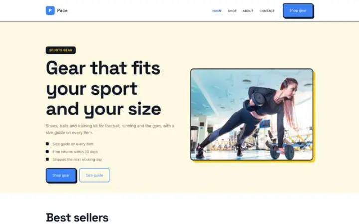 Hjemmeside til sportsbutik