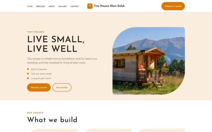 Hjemmeside til tiny house-byggeri