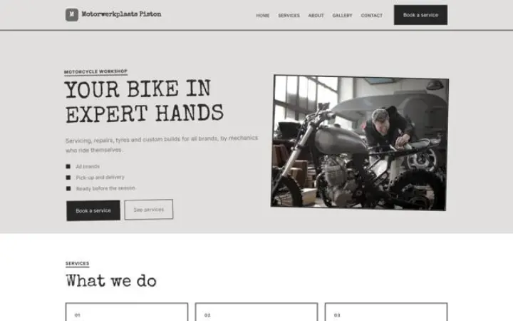 Hjemmeside til motorcykelværksted