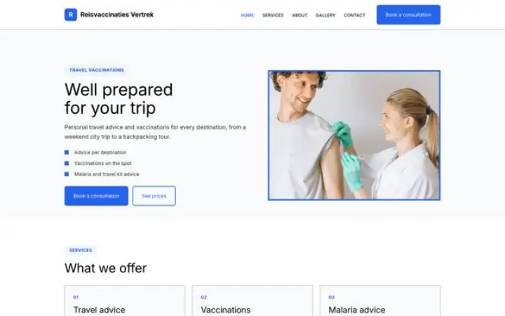 Hjemmeside til klinik for rejsevaccinationer
