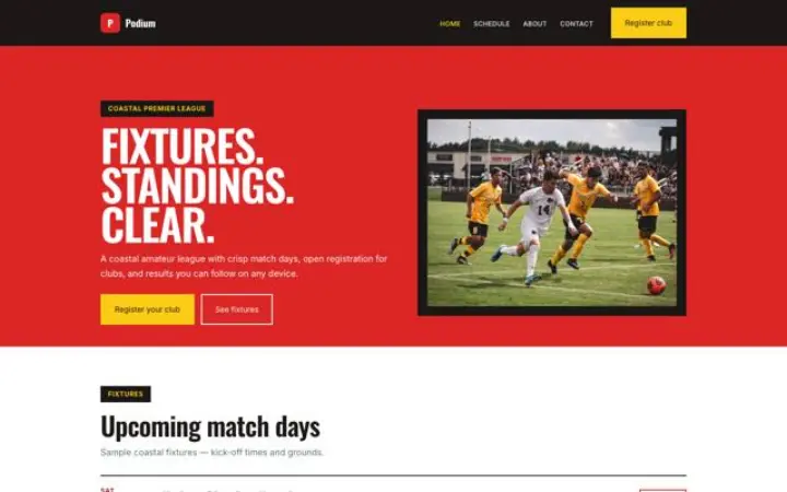 Hjemmeside til liga
