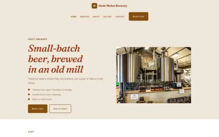 Hjemmeside til mikrobryggeri