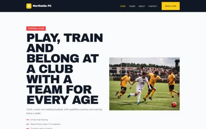 Hjemmeside til idrætsklub