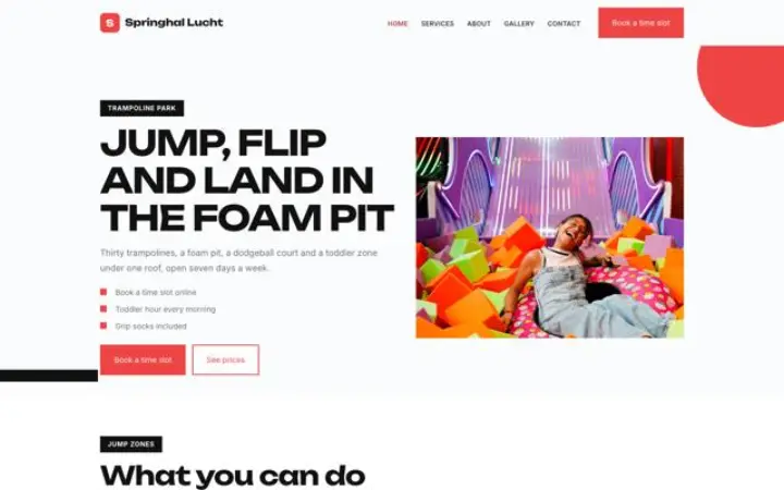 Hjemmeside til trampolinpark