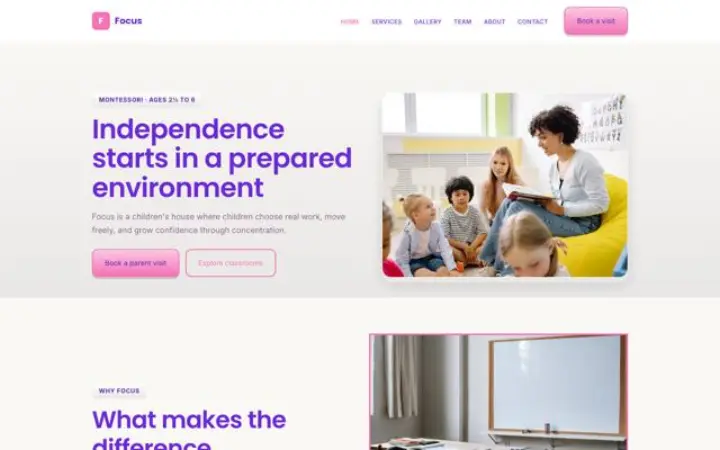 Hjemmeside til montessori