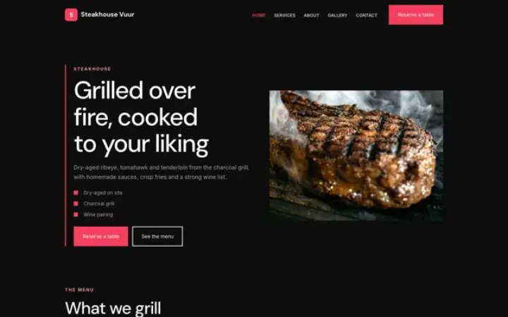 Hjemmeside til steakhouse