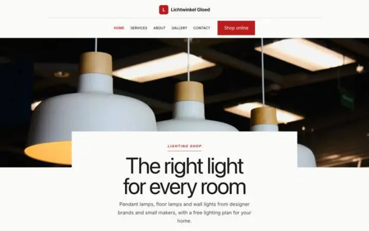 Hjemmeside til lampebutik