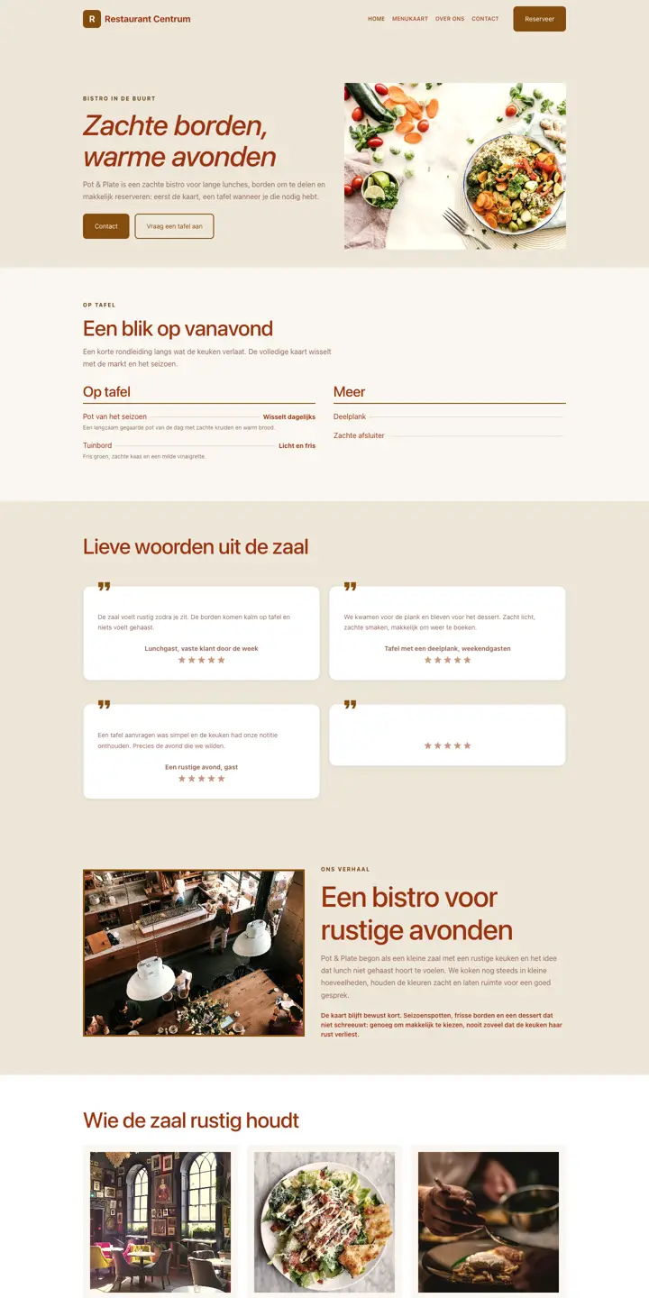 Eksempel på en hjemmeside til pizzeria