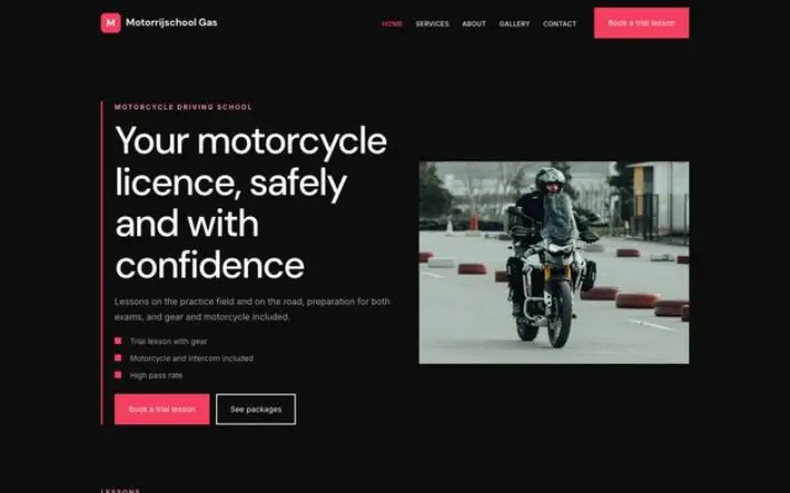 Hjemmeside til motorcykelkøreskole