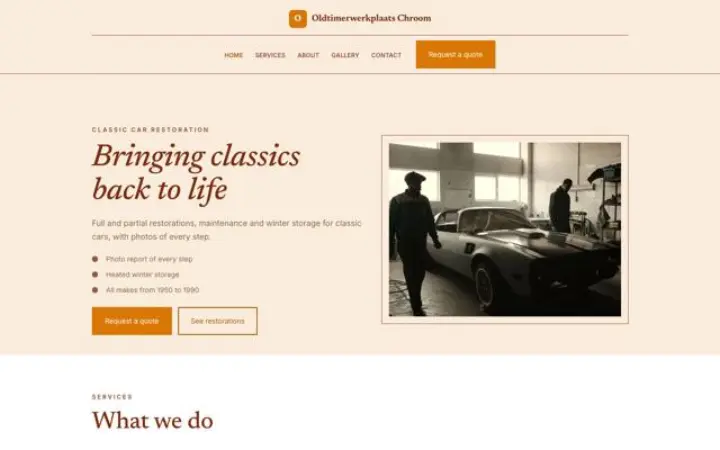 Hjemmeside til restaurering af klassiske biler