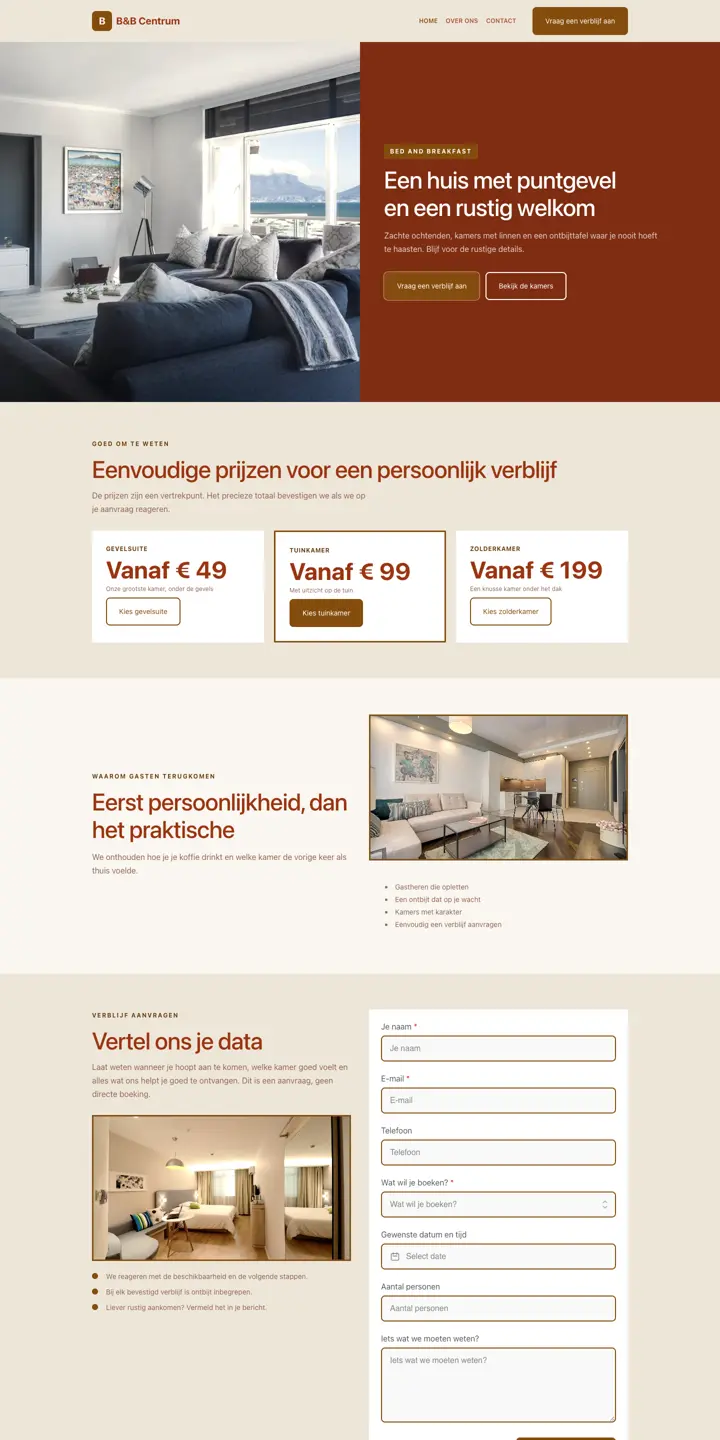 Eksempel på en hjemmeside til B&B