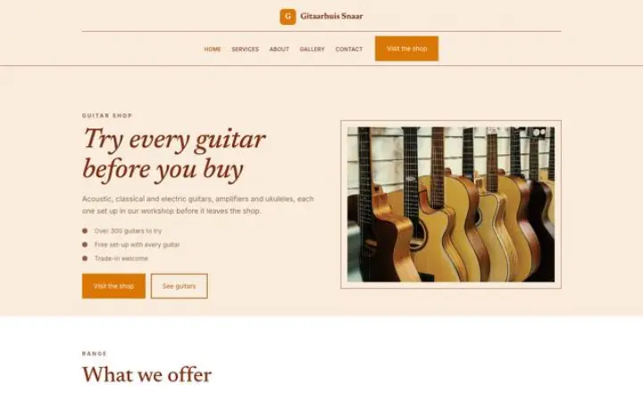 Hjemmeside til guitarbutik