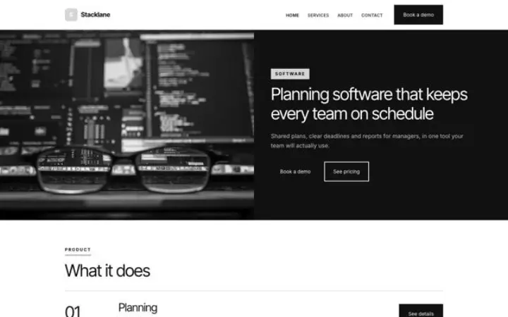 Hjemmeside til softwarevirksomhed