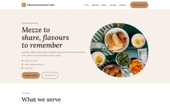 Hjemmeside til libanesisk restaurant
