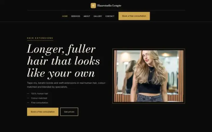 Hjemmeside til specialist i hair extensions