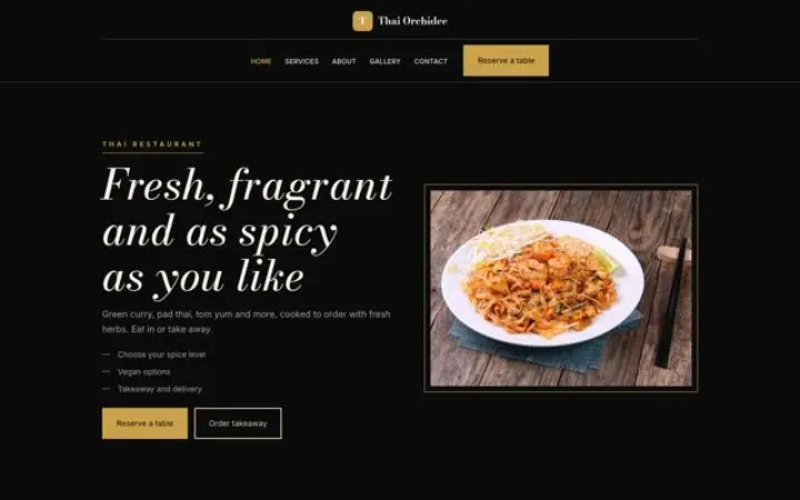 Hjemmeside til thailandsk restaurant