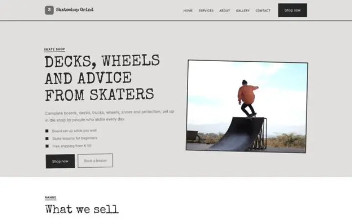 Hjemmeside til skateshop