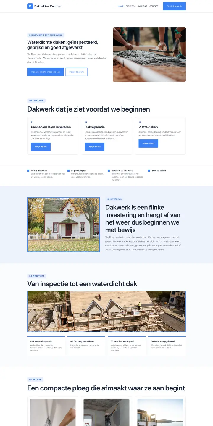 Eksempel på en hjemmeside til tagdækker