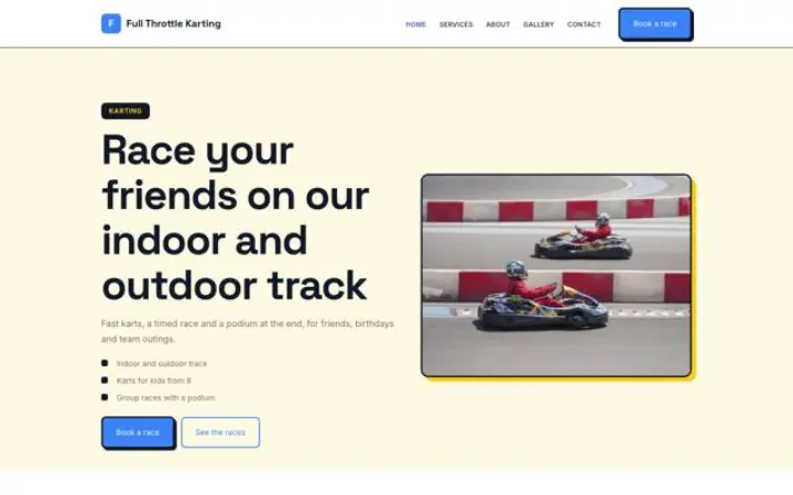Hjemmeside til gokartbane