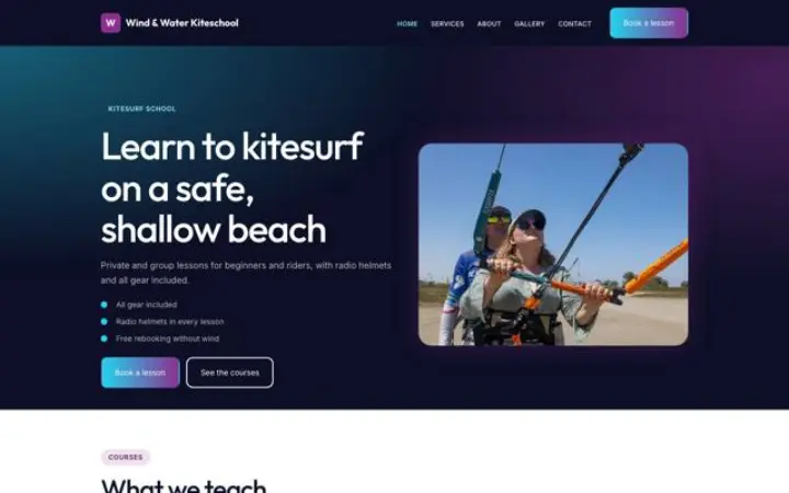 Hjemmeside til kitesurfskole