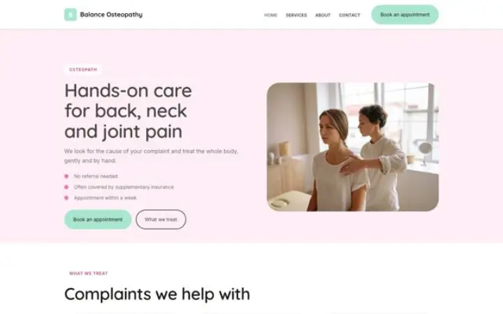 Hjemmeside til osteopat