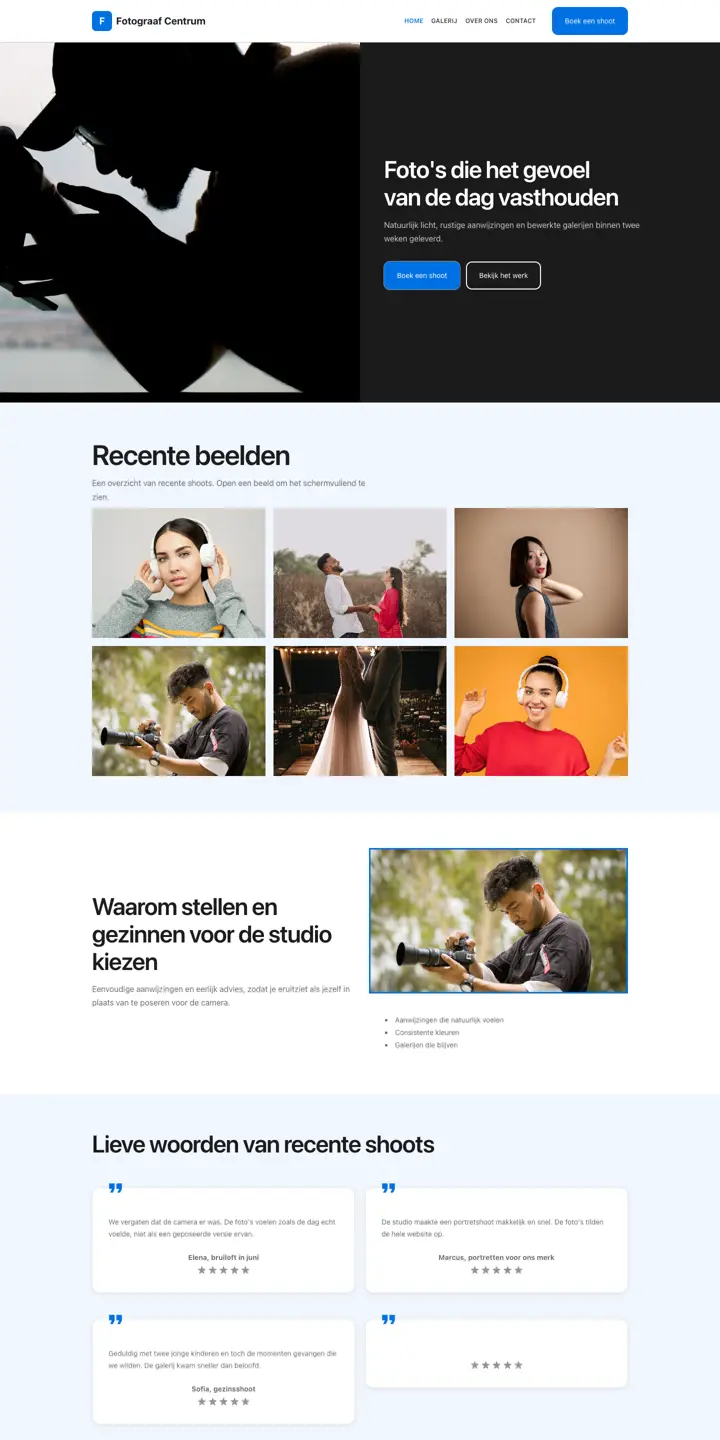 Eksempel på en hjemmeside til fotograf