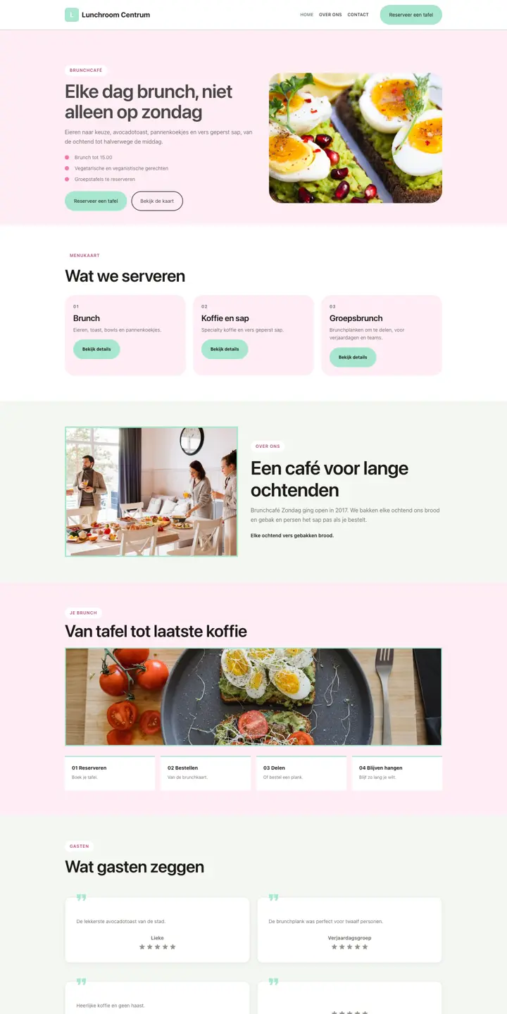 Eksempel på en hjemmeside til frokostcafé