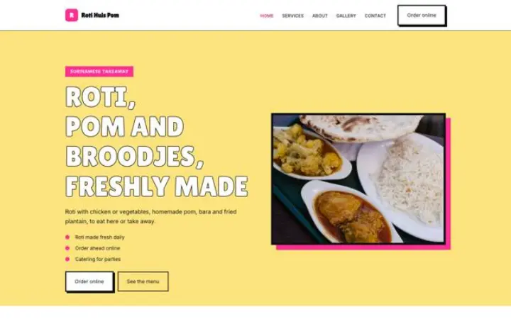 Hjemmeside til surinamsk takeaway