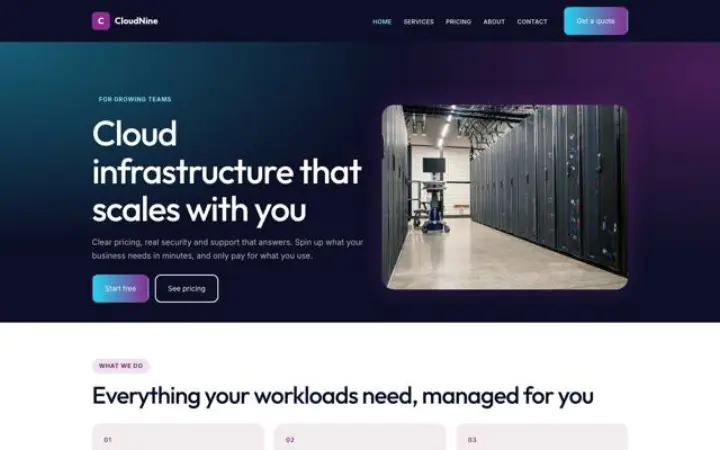 Eksempel på temaet CloudNine til cloud