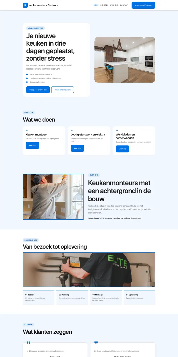 Eksempel på en hjemmeside til køkkenmontør