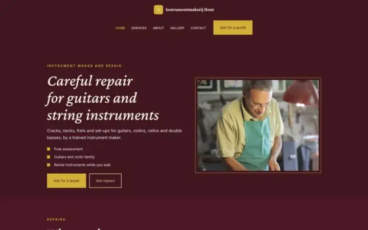 Hjemmeside til instrumentreparation