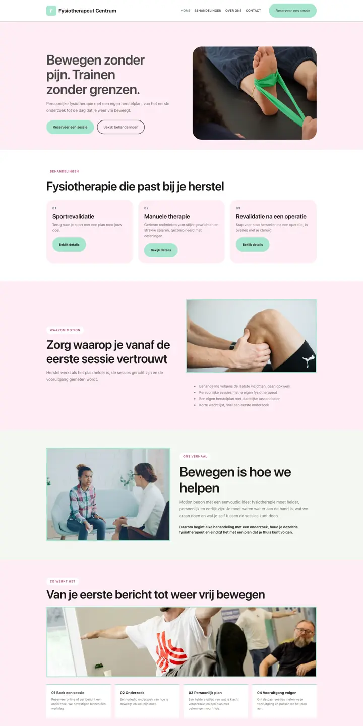 Eksempel på en hjemmeside til fysioterapeut