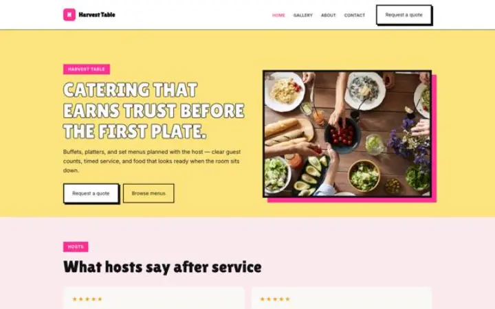 Hjemmeside til catering